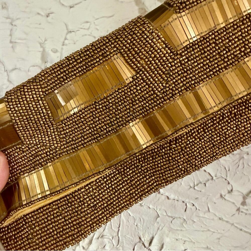 Vintage Sopressa Gold Beaded Clutch | Metallic Statement Evening Bag - Picture 2 of 7